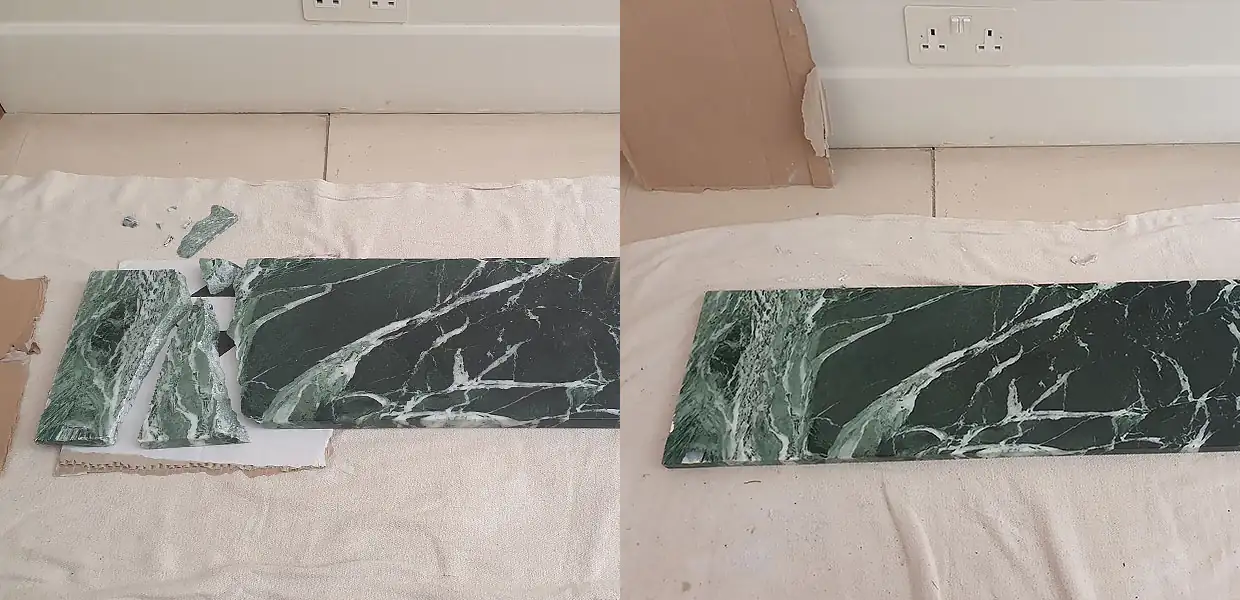 Stone surface being repaired on site